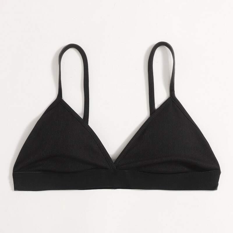 

Solid Ribbed Crop Cami, Black