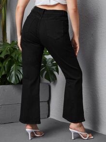 SHEIN Essnce Jeans de pierna amplia - Negro - Ver 2