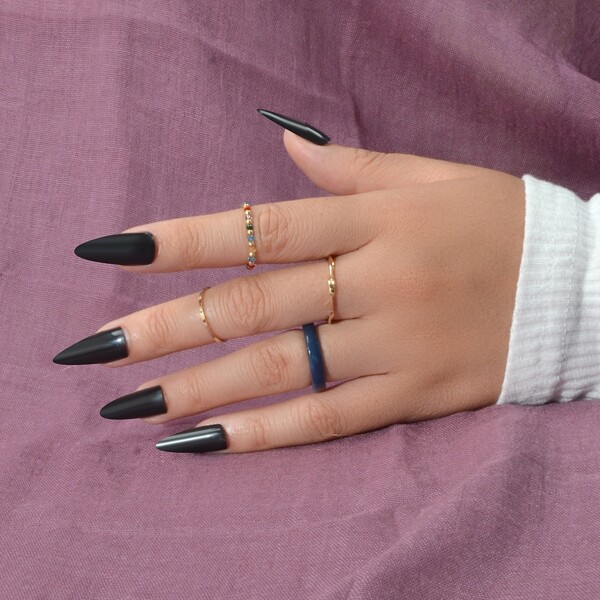 

4pcs Bead Detail Ring, Multicolor