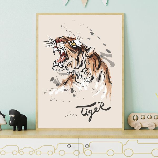 

Kids Tiger Print Unframed Painting, Multicolor