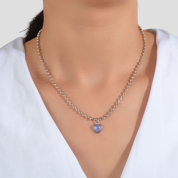 

Heart Pendant Necklace, Silver