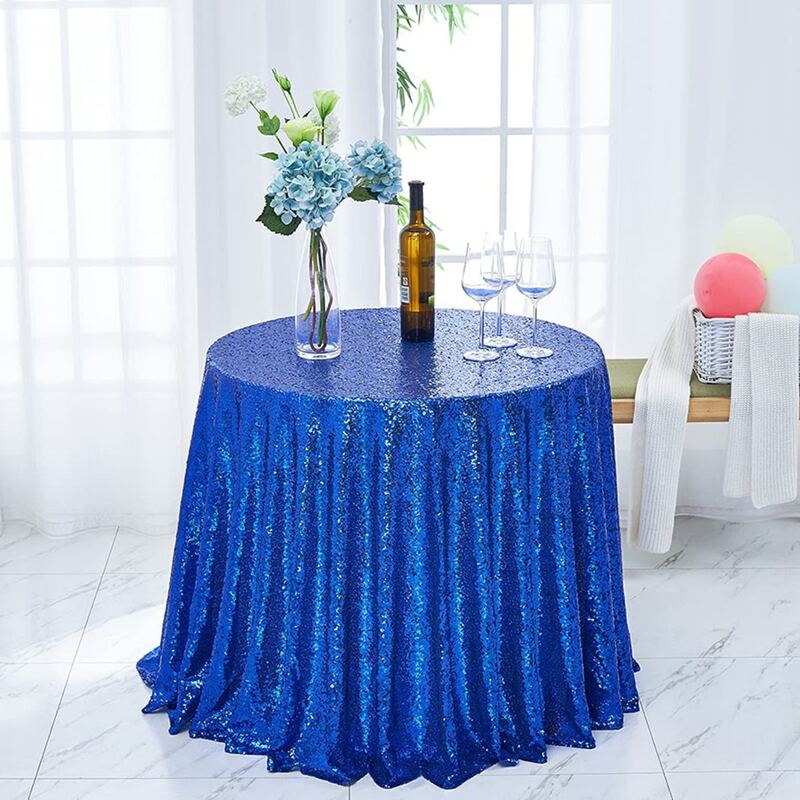 

1pc Sequin Party Tablecloth, Blue
