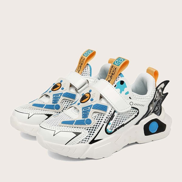 

Boys Colorblock Velcro Strap Mesh Sneakers, White