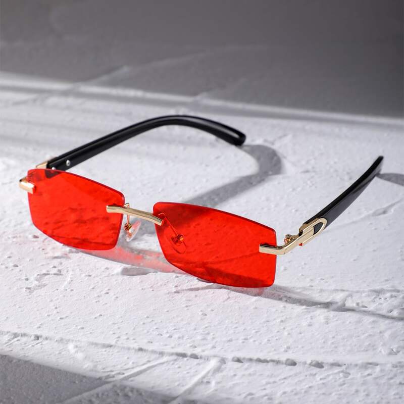 

Guys Rimless Tinted Lens Sunglasses, Red