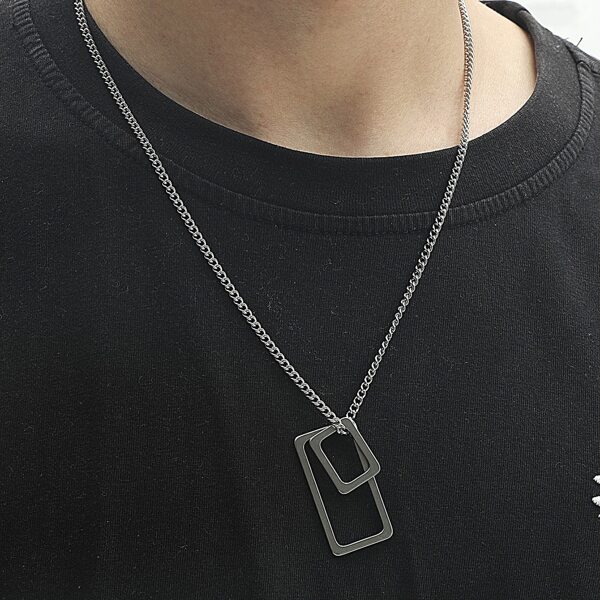 

Men Geo Charm Necklace, Silver