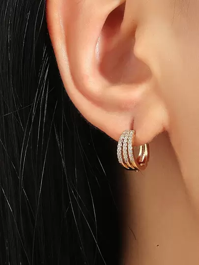 方晶鋯石裝飾耳環