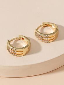 方晶鋯石裝飾耳環 - 金黃色 - 查看 2