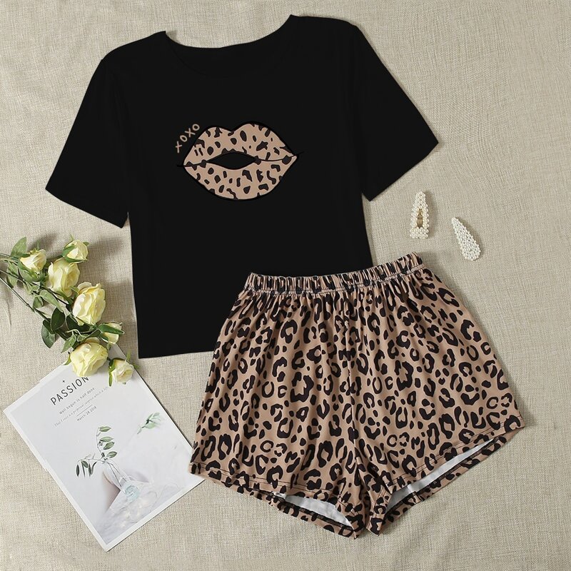 

Leopard & Mouth Graphic PJ Set, Multicolor