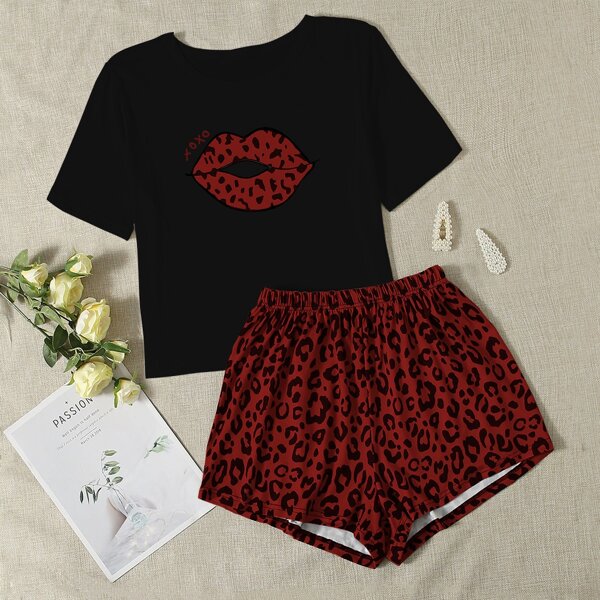 

Leopard & Mouth Graphic PJ Set, Multicolor