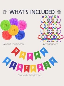 13 piezas set de decoración de fiesta de cumpleaños - Multicolor - Ver 2