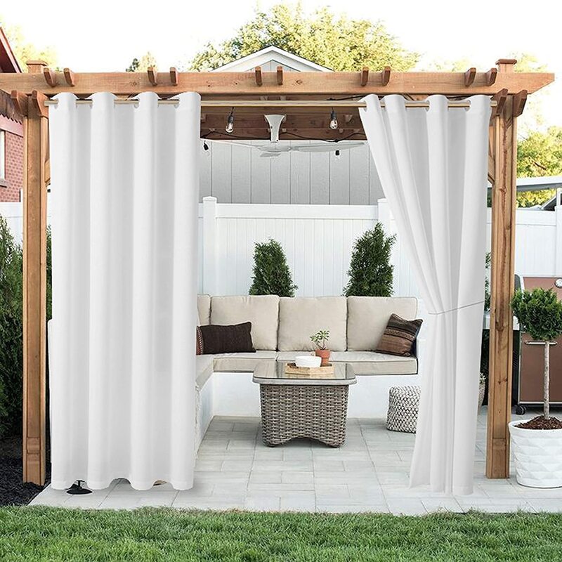 

2pcs Plain Waterproof Curtain, White
