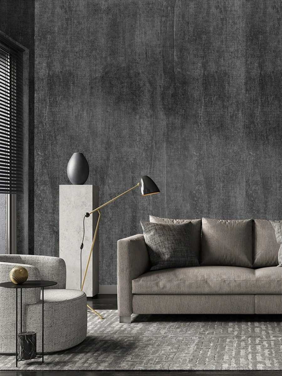 1 件纯色防水墙纸，现代 PVC 墙胶卷，用于家庭装饰，翻新贴纸剥离墙板，墙纸，壁纸，春季装饰物品让您的家焕然一新，拉玛装饰贴纸 - 深灰色 - 查看 1