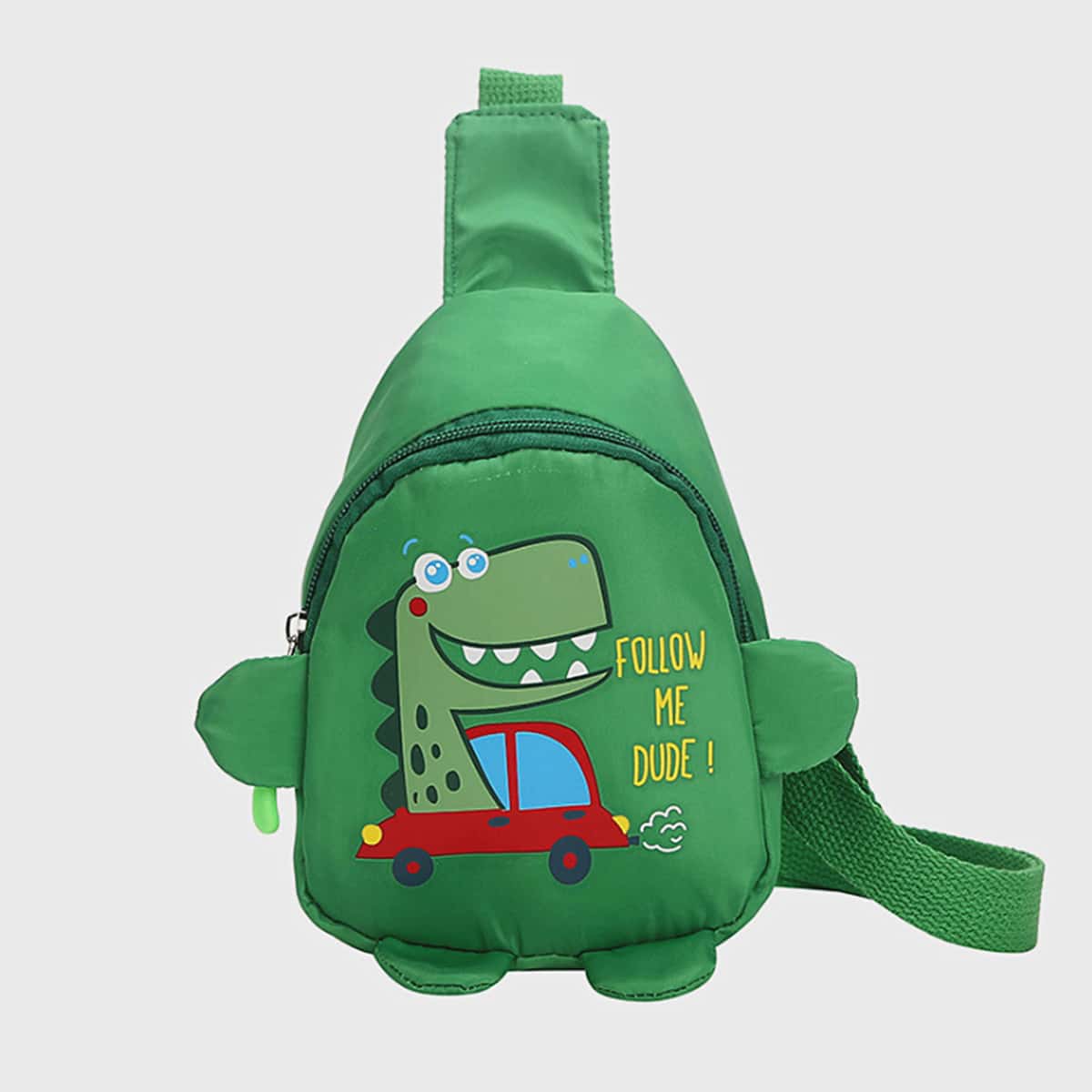 

Cartoon Dinosaur Print Sling Bag, Green