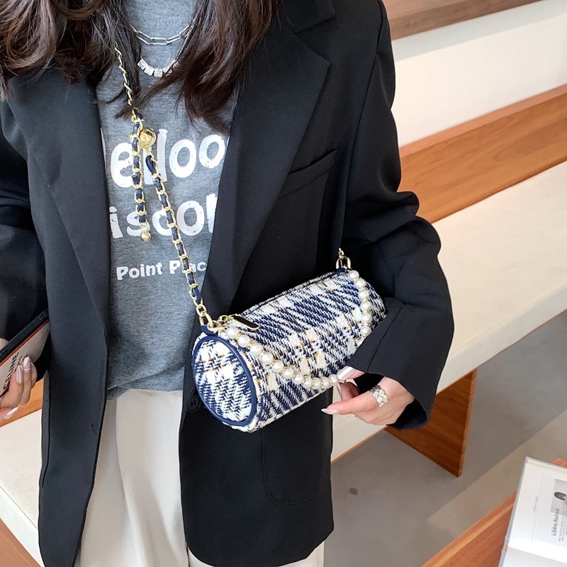 

Faux Pearl Decor Crossbody Bag, Navy blue
