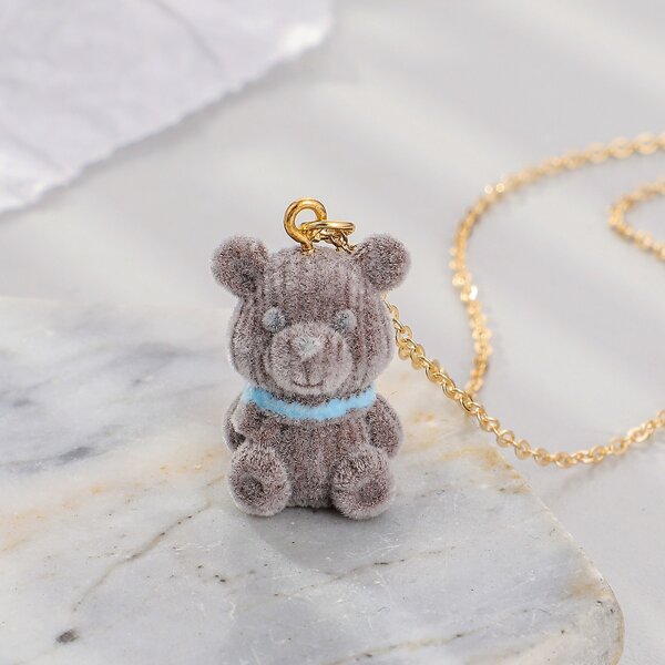 

Bear Charm Necklace, Brown