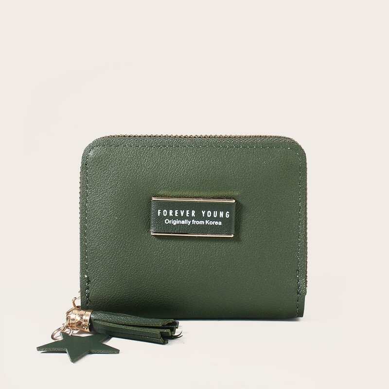 

Tassel Charm Small Wallet, Green
