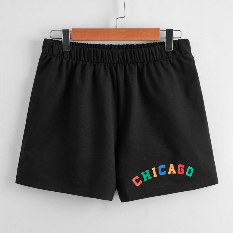 

Letter Track Shorts, Black