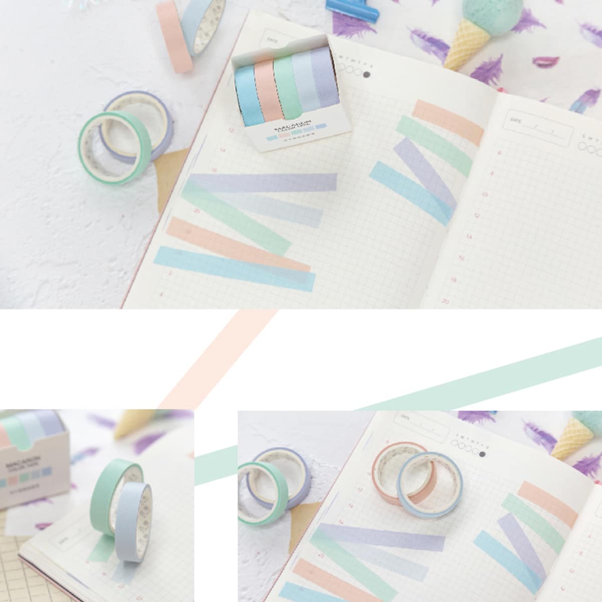 

5rolls Random Color Tape, Multicolor