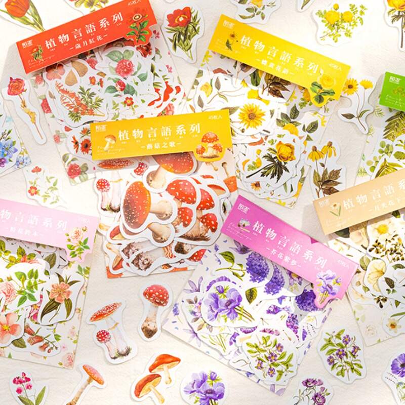 

45pcs Random Floral Sticker, Multicolor