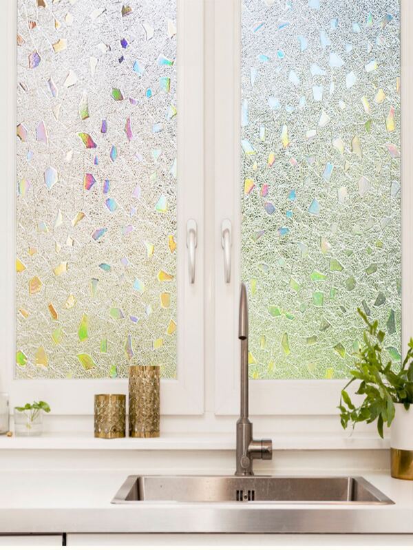 Rainbow Window Film 3D Ecology Glass Vinyl For Home Static Cling Stained Glass Film Insulation