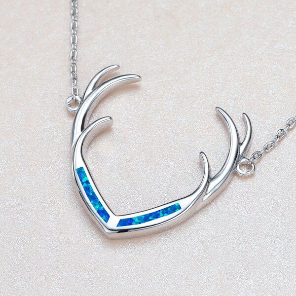 

Opal Antlers Charm Necklace, Silver