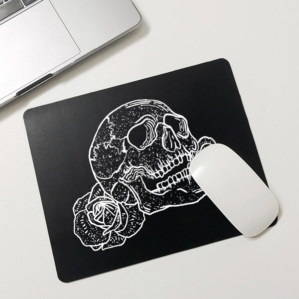 

Skull Print Mouse Pad, Black and white