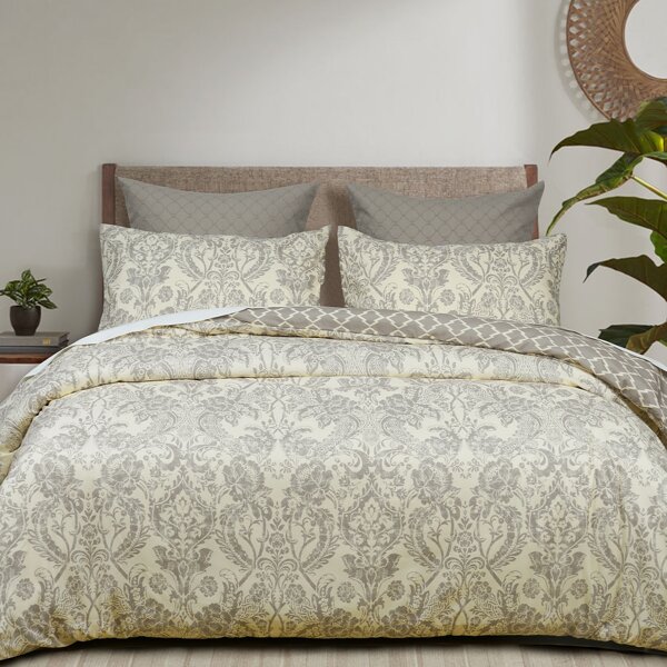 

Flower Print Duvet Cover Set Without Filler, Khaki