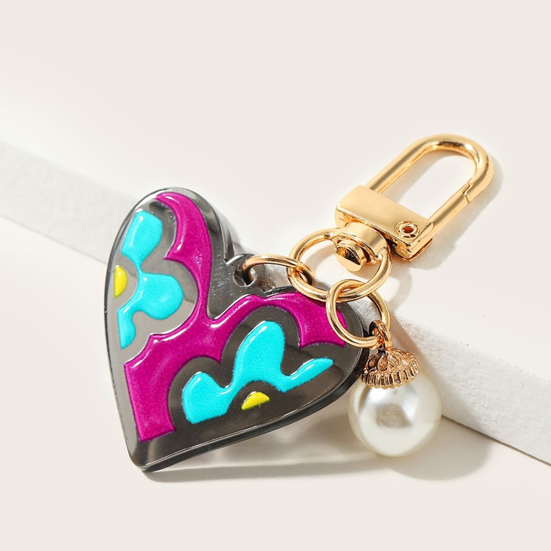 

Heart & Faux Pearl Charm Bag Charm, Blue