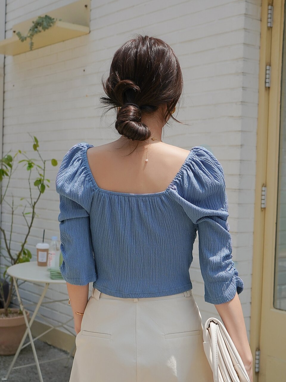 Off Shoulder Twist Front Blouse