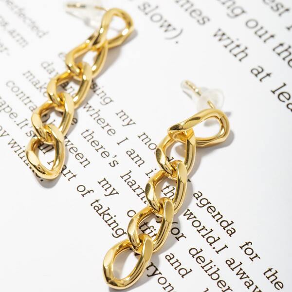 

Chain Drop Earrings, Gold