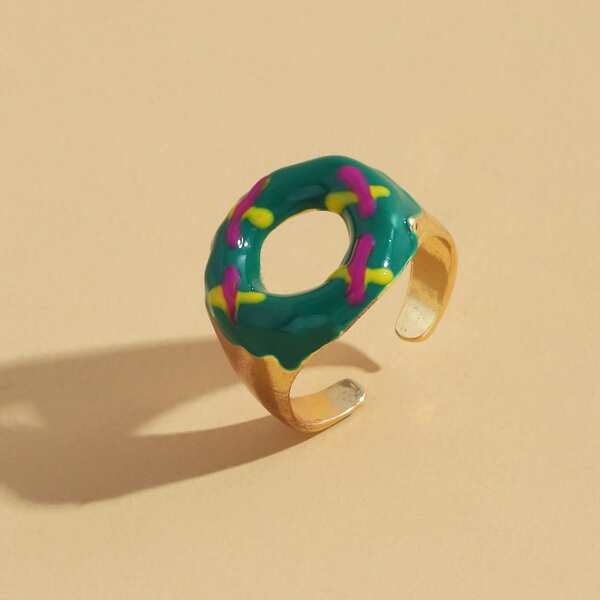 

Donut Pattern Cuff Ring, Green