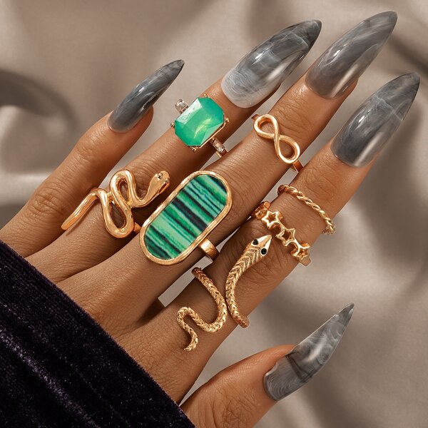 

7pcs Alloy Ring, Gold
