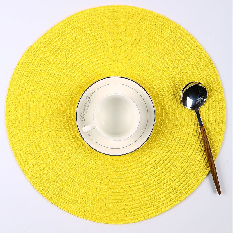 

1pc Solid Color Round Placemat, Yellow
