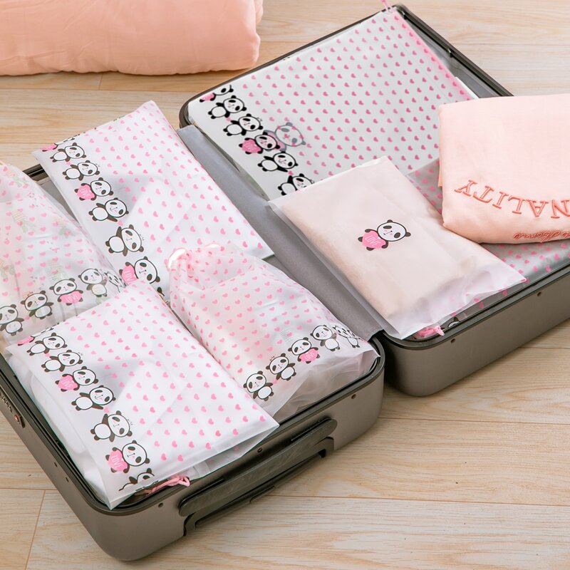 

5pcs Panda Print Travel Bag, Pink