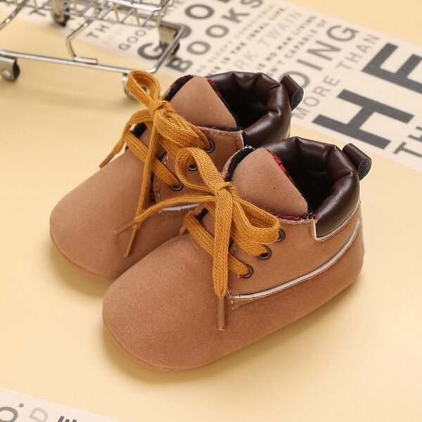 

Baby Boy Minimalist Lace-up Front Sneakers, Brown