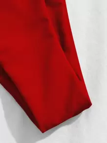 Bikini à coupe haute avec nœud devant pour les vacances d'été à la plage - Rouge - Voir 5