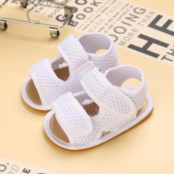 

Baby Girl Minimalist Cut-out Velcro Strap Sandals, White
