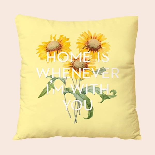 

Sunflower Print Cushion Cover Without Filler, Multicolor