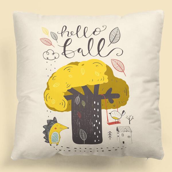 

Cartoon Graphic Kids Cushion Cover Without Filler, Multicolor