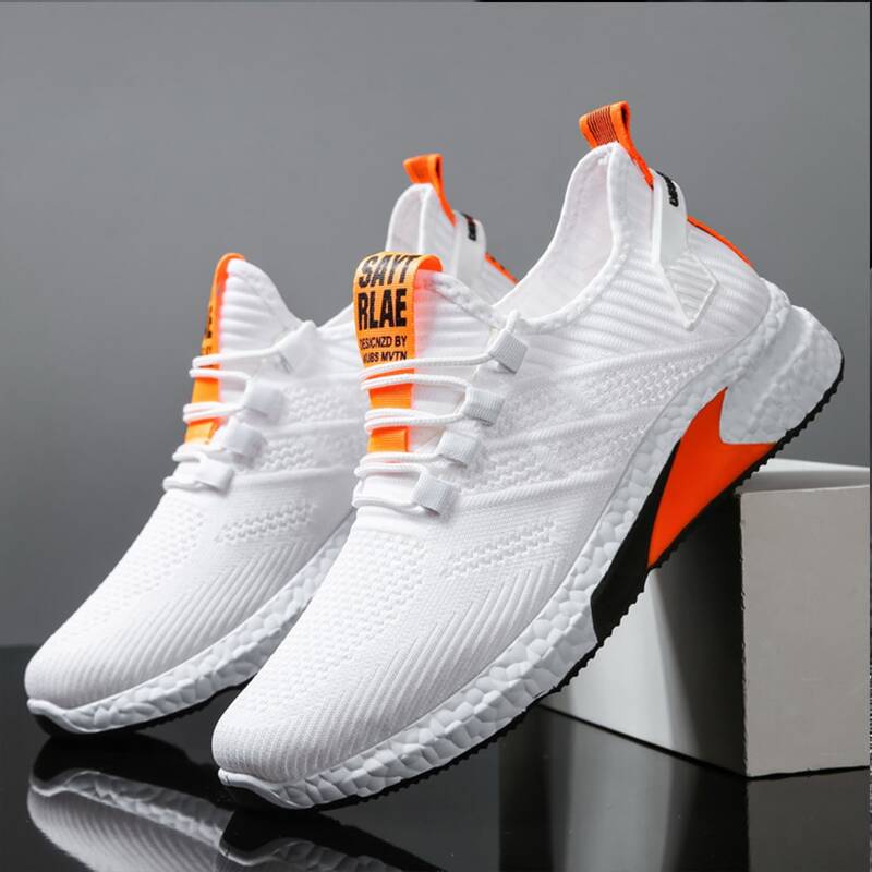 

Guys Letter Graphic Lace Up Decor Knit Sneakers, White