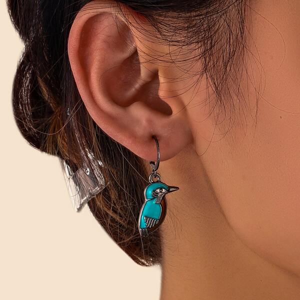 

Bird Drop Earrings, Blue
