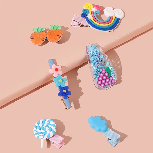 

6pcs Toddler Girls Flower Decor Hair Clip, Multicolor