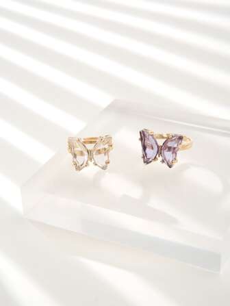 خاتم بتفاصيل فراشة 2 قطع