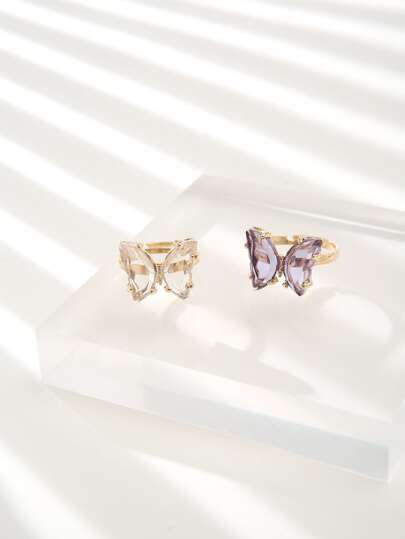 خاتم بتفاصيل فراشة 2 قطع