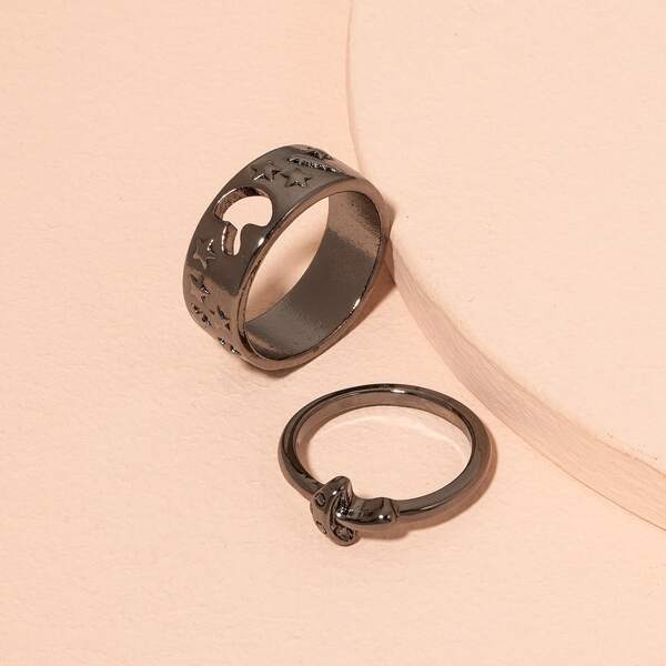 

2pcs Mushroom Design Ring, Gun black