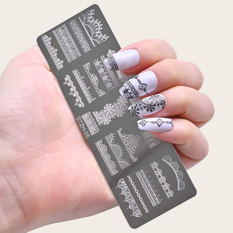 

9pcs Nail Art Stamping Scraper Plate Tool Set, Silver