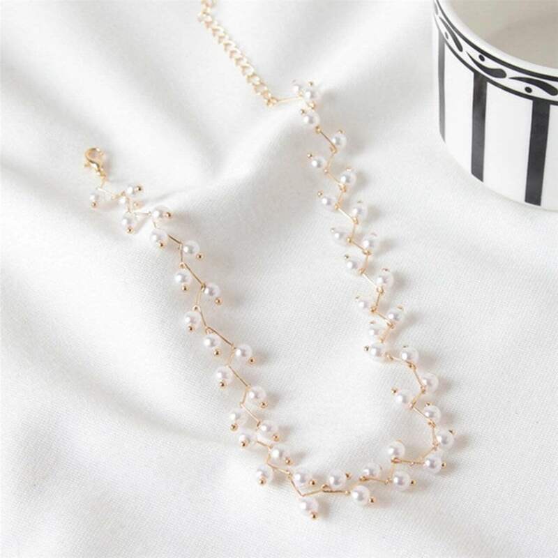 

Faux Pearl Decor Choker, Gold