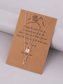 2 chiếc Dây chuyền mặt khóa trái tim bằng vàng hồng đa chức năng cho bạn thân/cặp đôi, thích hợp làm quà tặng sinh nhật/ngày lễ cho bạn gái/bạn trai (Bao bì thẻ quà tặng) - Hoa hồng vàng - Xem 1