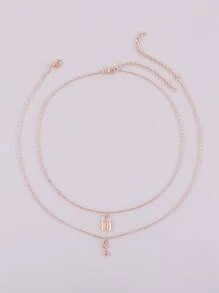 2 chiếc Dây chuyền mặt khóa trái tim bằng vàng hồng đa chức năng cho bạn thân/cặp đôi, thích hợp làm quà tặng sinh nhật/ngày lễ cho bạn gái/bạn trai (Bao bì thẻ quà tặng) - Hoa hồng vàng - Xem 2