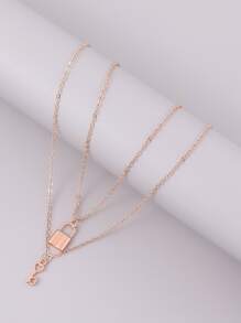 2 chiếc Dây chuyền mặt khóa trái tim bằng vàng hồng đa chức năng cho bạn thân/cặp đôi, thích hợp làm quà tặng sinh nhật/ngày lễ cho bạn gái/bạn trai (Bao bì thẻ quà tặng) - Hoa hồng vàng - Xem 3